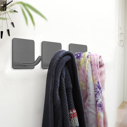FOTYRIG Heavy Duty Adhesive Towel Hooks Stick on Towel Hanger Wall Holder Waterproof Stainless Steel Sticky Hooks for Hanging Bathroom Kitchen Home-4 Packs