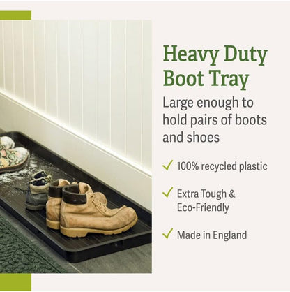 Gardener's Supply Company Entrance Boot Tray | Multi-Purpose All Weather Waterproof Indoor and Outdoor Shoe Mat Made with 100% Durable Recycled Plastic | 22" L x 15.5" W 2" Deep, Black - Size Small