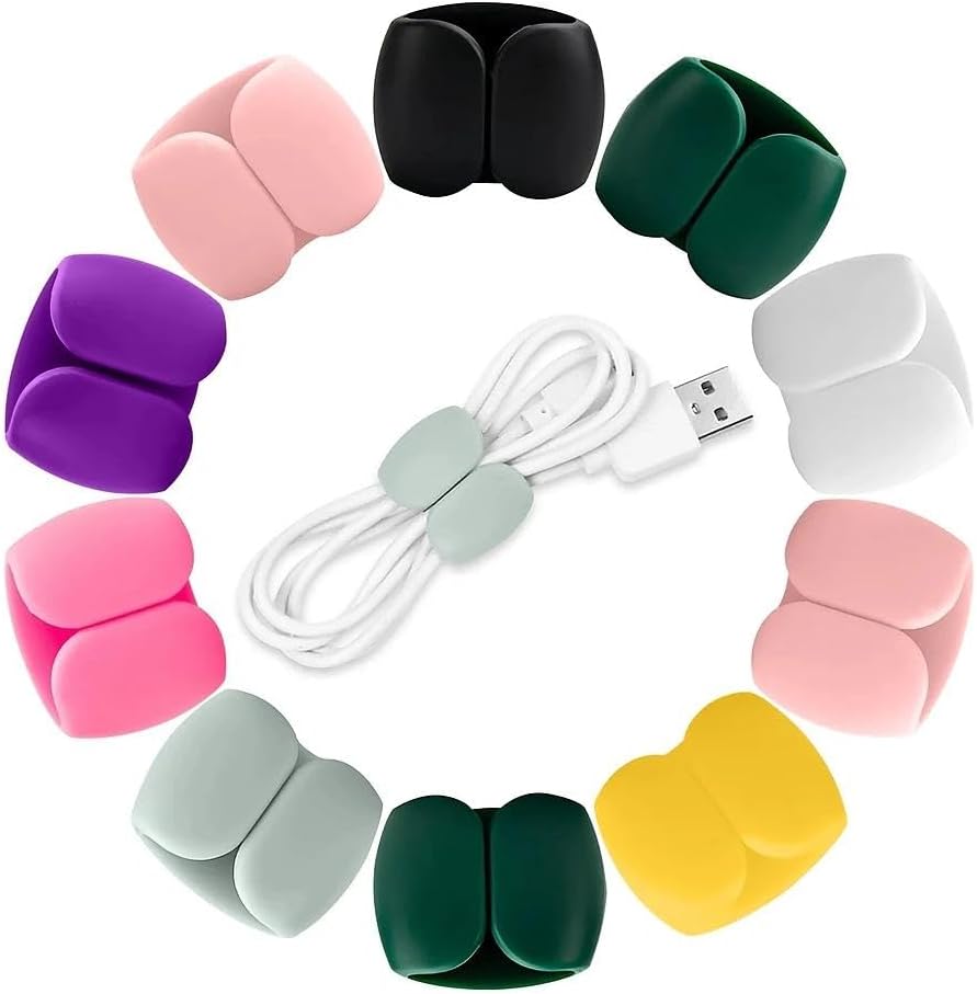 10Pcs Reusable Silicone Cord Organizer,Headphone Earphone Cable Organizer Cord for Business Travel