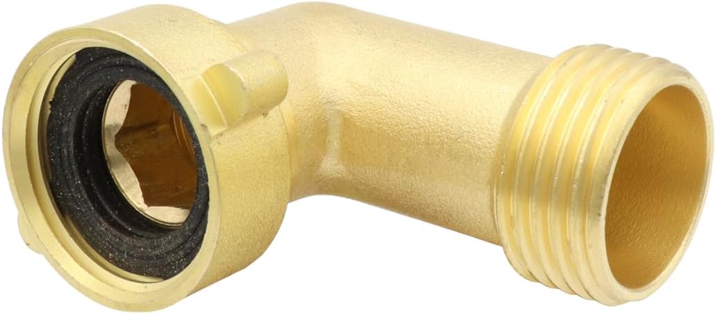 LBY 4 Way Brass Hose Splitter, 3/4" Hose Faucet Manifold, Garden Hose Connector, Tap Splitter, Solid Brass (Golden Yellow)