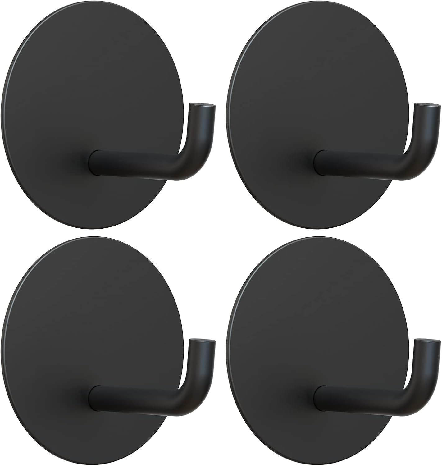 VIS'V Adhesive Hooks, Shower Wall Stick on Hooks, Round, White, 4 Pcs | Metal Material, Compact Design, Peel and Stick, 2 Extra Adhesive Strips, for Bathroom Kitchen Livingroom Office RV