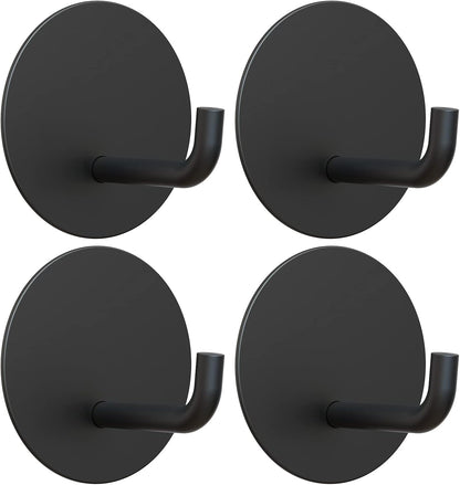 VIS'V Adhesive Hooks, Shower Wall Stick on Hooks, Round, White, 4 Pcs | Metal Material, Compact Design, Peel and Stick, 2 Extra Adhesive Strips, for Bathroom Kitchen Livingroom Office RV