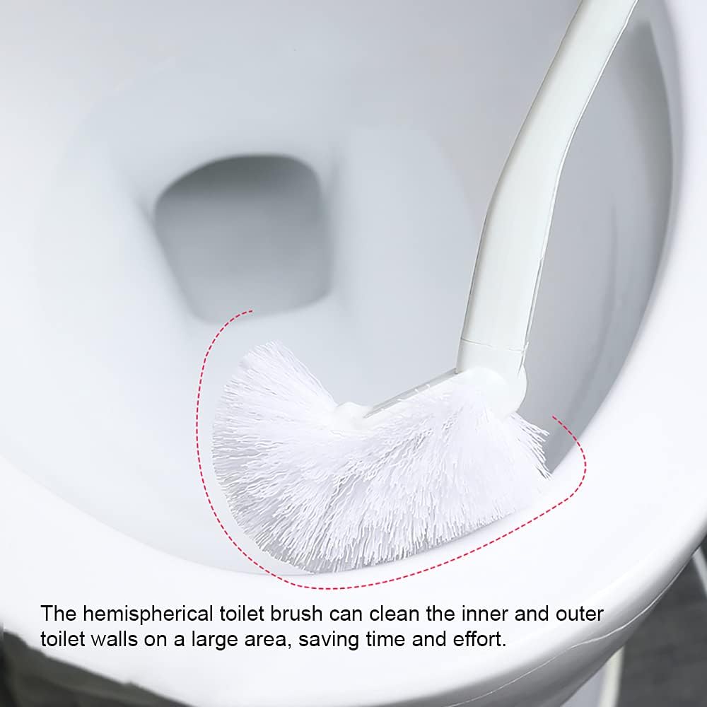 Baffect Curved Toilet Brush Plastic Long Antislip Grip Handle Toilet Cleaning Brushes Strong Decontamination Hanging Portable Toilet Bowl Brush Bathroom Accessories