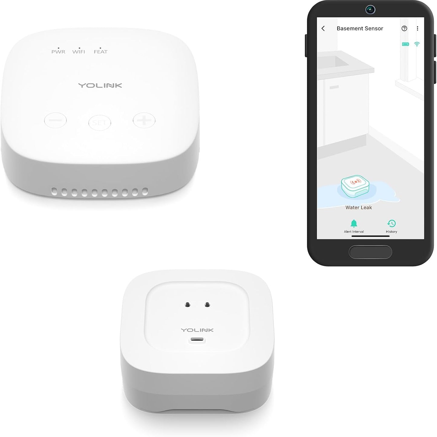 YoLink Smart Home Starter Kit: SpeakerHub & Water Leak Sensor 4 with 105dB Audio Alarm 2-Pack, SMS/Text, Email & Push Notifications, Freeze Warning, LoRa Up to 1/4 Mile Open-Air Range, w/Alexa, IFTTT