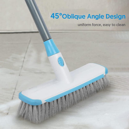 Floor Scrubber with Long Handle, 2 in 1 Scrubbing Brush Stiff Bristle Shower Cleaning Brush for Bathroom, Kitchen, Tub, Carpet, Grout, Tile(Red)