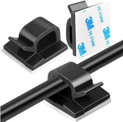 100 pcs of self Adhesive Cable Clips, Peel and Management for wall Desk and Office (Black)