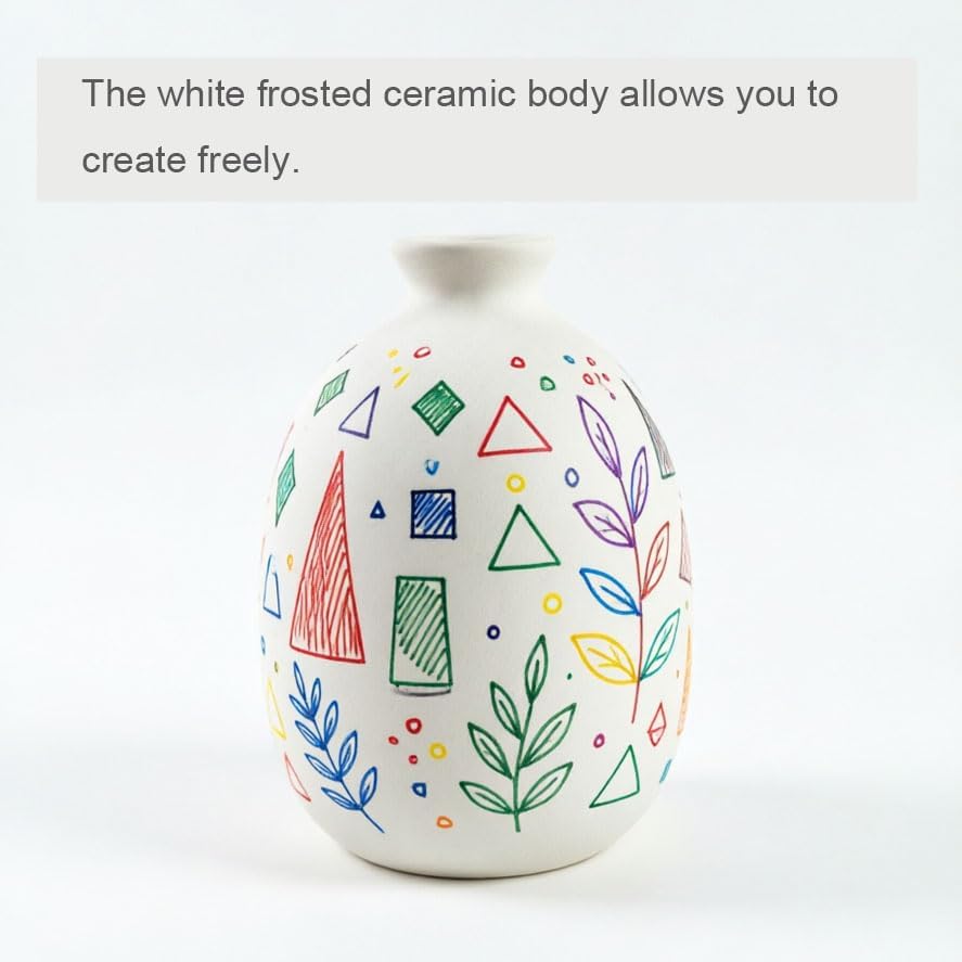 Daittin Small Ceramic Vase Set, Mini Flower Vases for Home Decor, Aesthetic Table Centerpieces for Living Room Bedroom Bathroom Shelf (Style-5)
