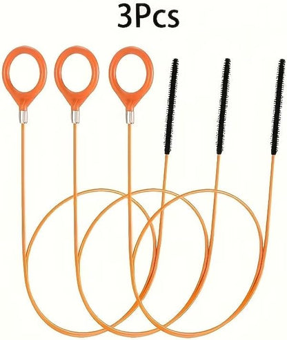 3pcs Extra Long 32.09 Inch Stainless Steel Drain Clog Remover Hook with Nylon Coating - Hair Removal Tool for Bathroom Sinks, Bathtubs, Shower Drains, Floor & Kitchen Drains