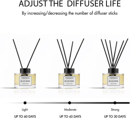 Clean Linen Reed Diffuser Set - Luxury Fragrance Reed Diffusers for Home. Office, Bathroom, Kitchen and Home Decor - Long-Lasting Scent with Non-Toxic Oils (5.63 oz, 160ml)