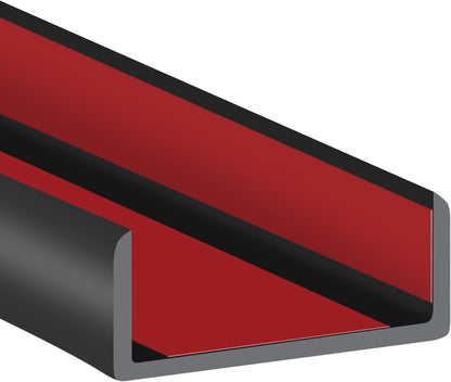 Slimline Cabinet Door Edge Protector, 3/4" Self Adhesive Peel and Stick Rubber Edge Guards, Flexible U Shaped Strips for Kitchen & Garbage Drawer Fronts, Edge Trims for Desks and Shelfves, Black, 10Ft