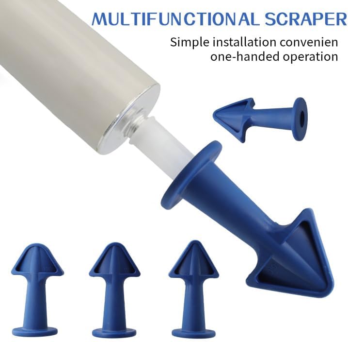 Caulking Tips 6pcs Caulk Gun Tips Blue Silicone Sealant Nozzles Kit, Multi-Functional Silicone Sealant Nozzle for Finishing Grouting and Tile Joints(6.5R,10R,13R)