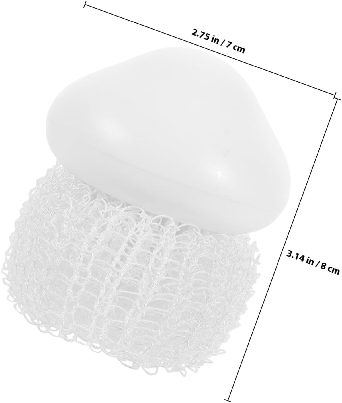 NUOBESTY Kitchen Dish Brush and Scrub Brush Set with Handle, Replaceable Steel Wire Scrubber Balls, Small Sink Scrubber for Cleaning Pots and Dishes, White with 4 Replacement Heads,