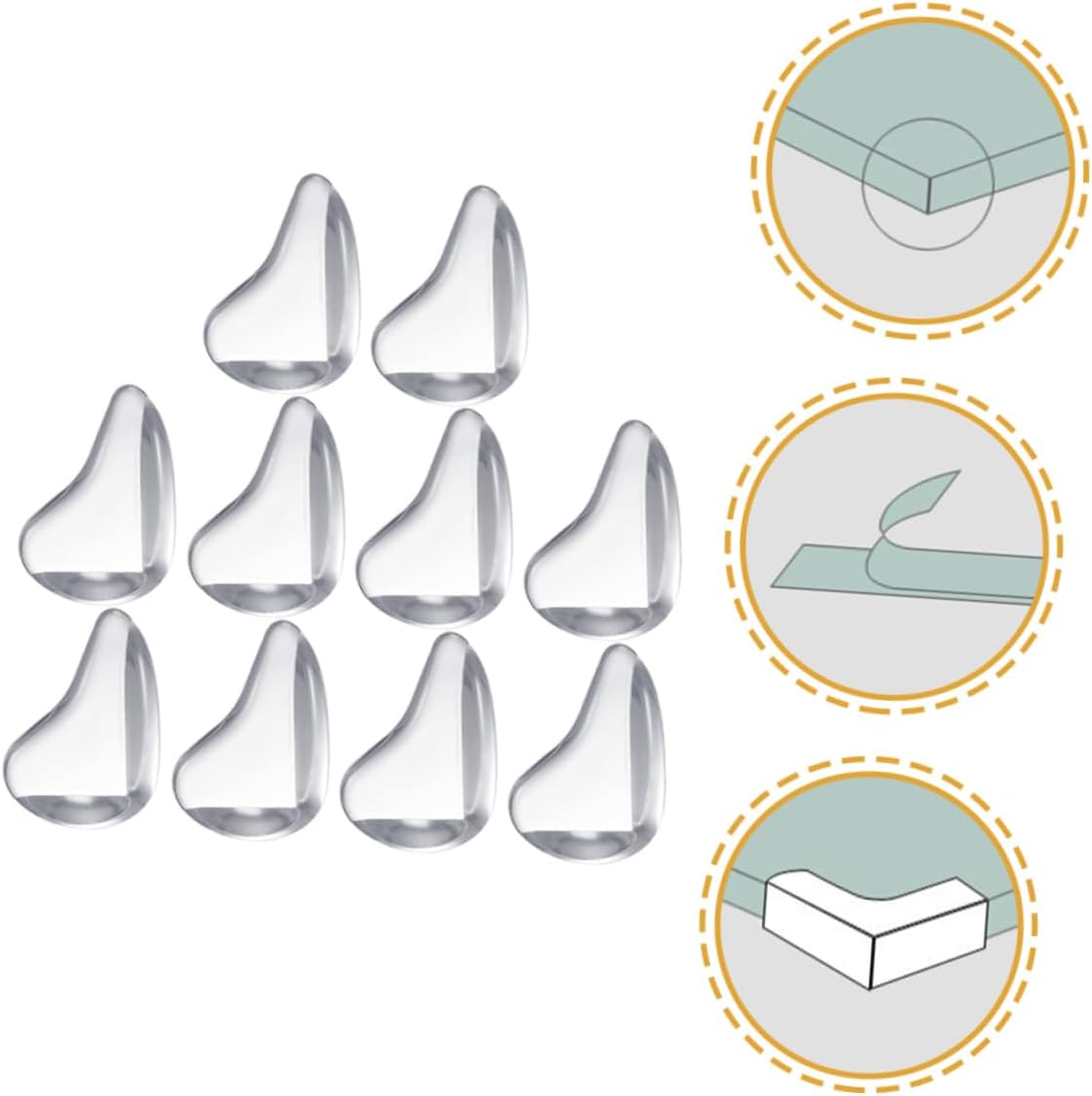 10Pcs Transparent Silicone Corner Protectors Baby Proof Furniture Edge Guards Self-Adhesive Safety Covers for Tables Cribs Desks 1.06In