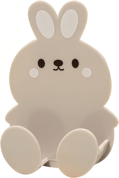 【5-Pack Single Color Rabbit Plug Hooks】 Self-Adhesive Wall Hooks with Rabbit Design - Plastic Plug Organizer for Headphones, Chargers, Cables (Simple White)