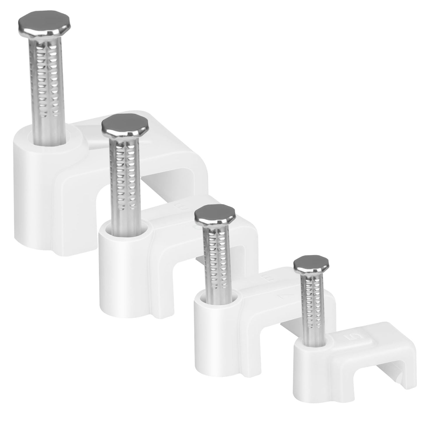 LeMotech Cable Clips, 1000pcs 8mm Wire Wall Clips with Steel Nails, Coaxial Nail Clamps for Cable Cord Management RG6 RG59 CAT5e CAT6 RJ45 Ethernet Cable Clamps, White