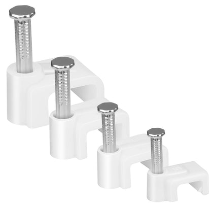LeMotech Cable Clips, 1000pcs 8mm Wire Wall Clips with Steel Nails, Coaxial Nail Clamps for Cable Cord Management RG6 RG59 CAT5e CAT6 RJ45 Ethernet Cable Clamps, White