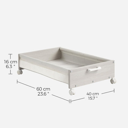 FOUCSSOMEI Under Bed Storage with Wheels, Wooden Under Bed Drawers On Wheels, Rolling Under Bed Shoe Storage, Space Saving, Rustic Brown,30L