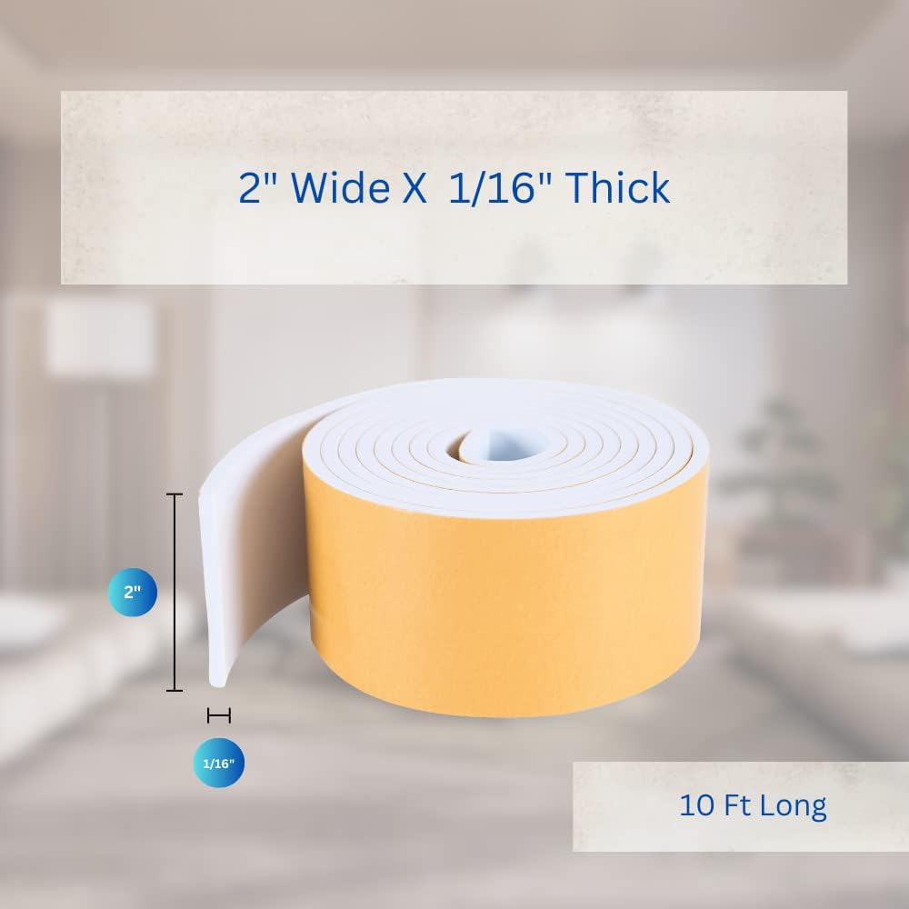 High Density Foam Weather Stripping Door Seal Strip Insulation Tape Roll for Insulating Door Frame, Window, Air Conditioner | Self Adhesive Sealing Weatherstrip (4 in x 1/4 in x 10 Ft, Black)