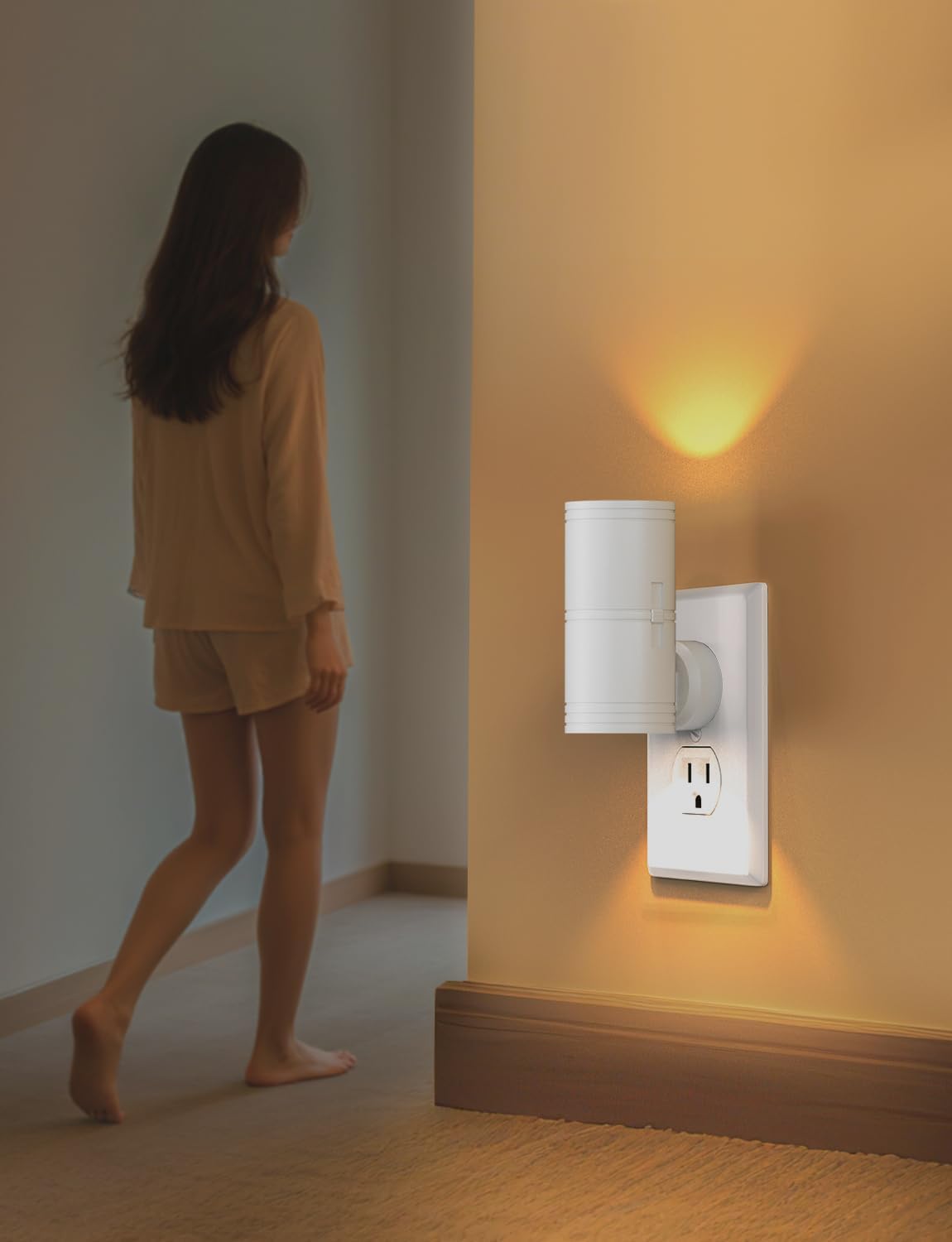 Likelgn Night Light Plug into Wall, 2 Pack Dimmable LED Nightlight with Dusk to Dawn Sensor, Soft White Glow, for Hallway, Bathroom, Bedroom, Black