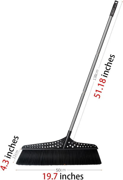 Heavy Duty Outdoor Angle Broom with 20" Wide 51" Long Handle Stiff Bristles Sweeper Perfect for Driveway/Courtyard/Industry Area/Lobby/Mall/Garage/Wood/Stone/Tile/Concrete Floor Sweeping