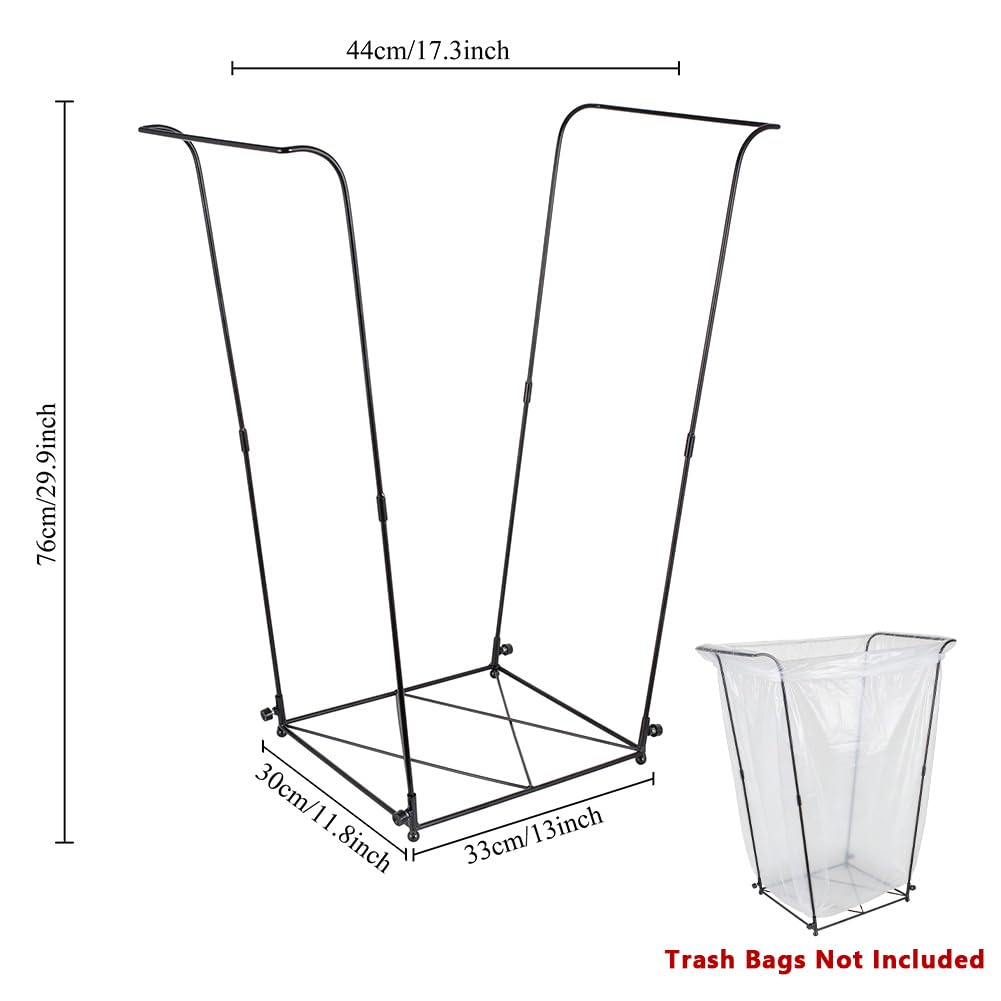 Trash Bag Holder, Garbage Bag Holder, Metal Leaf Bag Holder Stand | Portable Trash Bag Holder for 30-45 Gallon for Lawn, Yard, Camping, Outdoor, S-Shape Base