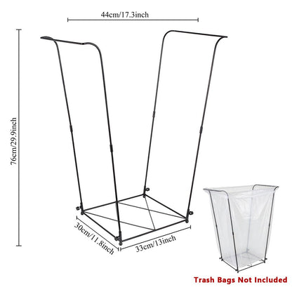 Trash Bag Holder, Garbage Bag Holder, Metal Leaf Bag Holder Stand | Portable Trash Bag Holder for 30-45 Gallon for Lawn, Yard, Camping, Outdoor, S-Shape Base