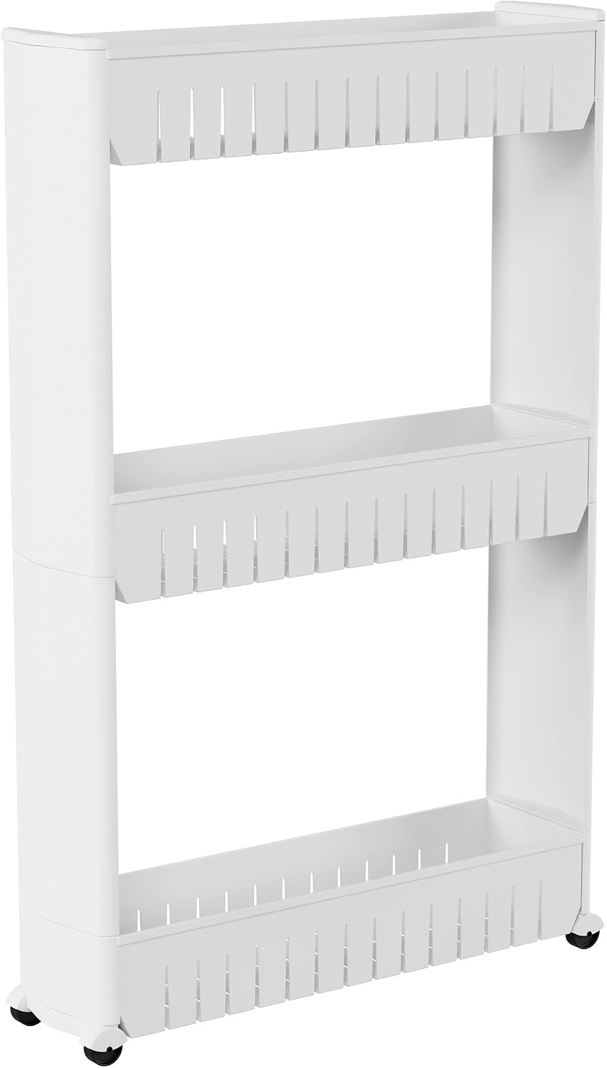 Slim Rolling Storage Cart - 5-Tier Utility Cart with Wheels for Bathroom, Kitchen, and Laundry Room - Bathroom Shelves by Lavish Home (White)