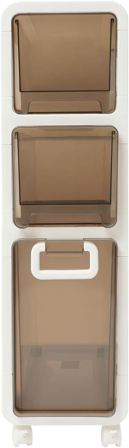 5-Tier Slim Bathroom Storage Cabinet,Narrow Floor Cabinets with Drawers and Wheels,Rolling Narrow Organizer for Small Spaces,Kitchen,Laundry,7.9”W