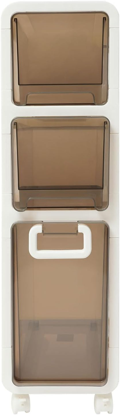 5-Tier Slim Bathroom Storage Cabinet,Narrow Floor Cabinets with Drawers and Wheels,Rolling Narrow Organizer for Small Spaces,Kitchen,Laundry,7.9”W