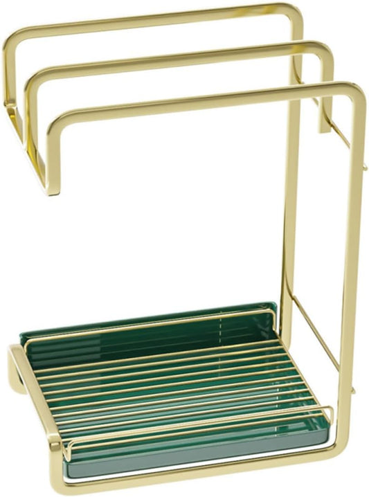 COLLBATH Elegant Wall-mounted Drain Rack Duster Cloth Drying Rack Kitchen Drain Stand Storage Wall Hanging Accessory