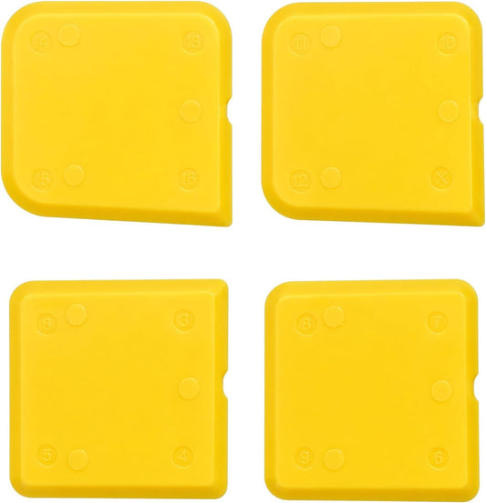 Caulk Smoothing Tool 4 Pcs Silicone Caulking Tool Kit Caulk Smoother Sealant Finishing Grout Scraper for Washroom Kitchen Bathroom (2.7x2.7x0.18 in,Yellow)