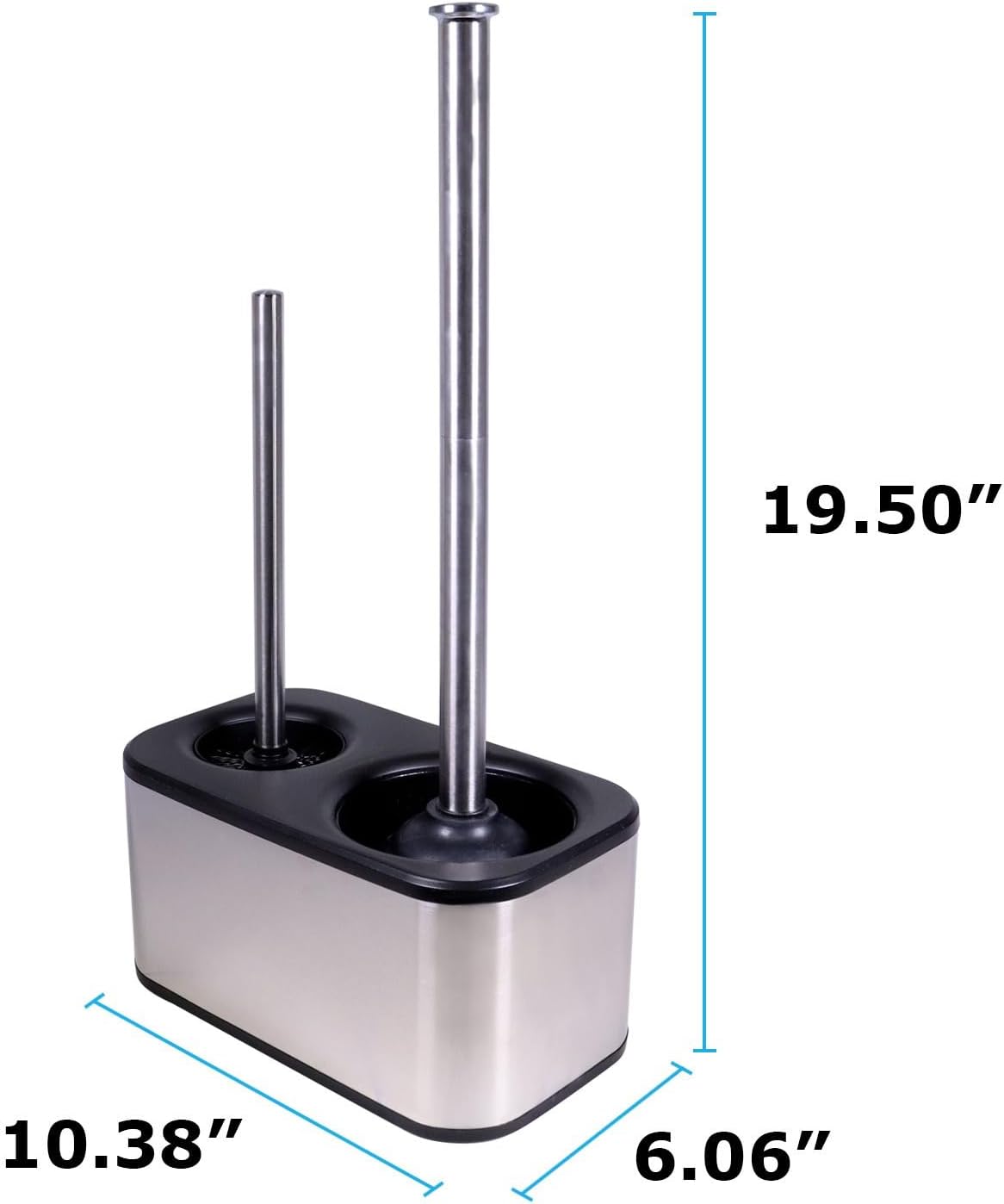 Blue Donuts Toilet Brush and Plunger Set with Holder, Sleek Minimalist Modern Stainless Steel Bathroom Accessories Toilet Plunger and Toilet Bowl Brush Combo