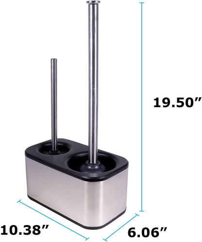 Blue Donuts Toilet Brush and Plunger Set with Holder, Sleek Minimalist Modern Stainless Steel Bathroom Accessories Toilet Plunger and Toilet Bowl Brush Combo