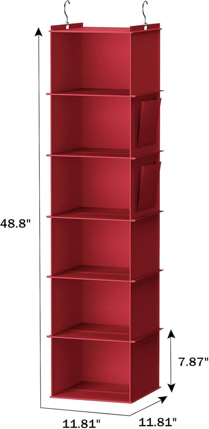 YOUDENOVA Hanging Closet Organizer, 6-Shelf Closet Hanging Storage Shelves, 2 Packs, Grey