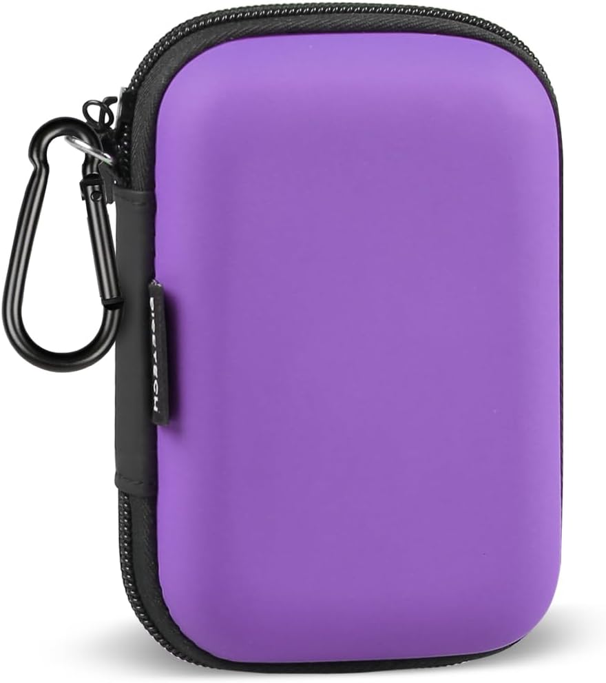 Earbud Case, RISETECH Hard EVA Earphone Carrying Case Holder Headphone Small Pouch Electronic Organizer Travel Bag for EarPods, Airpods, Beats Flex, Bose Wireless Wired Earbuds, USB Flash Drive -Red