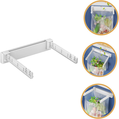PRETYZOOM Wall Mounted Trash Bag Holder Rack Multi-Functional Foldable Kitchen Garbage Bag Stand Holder for Sink No Drill Installation
