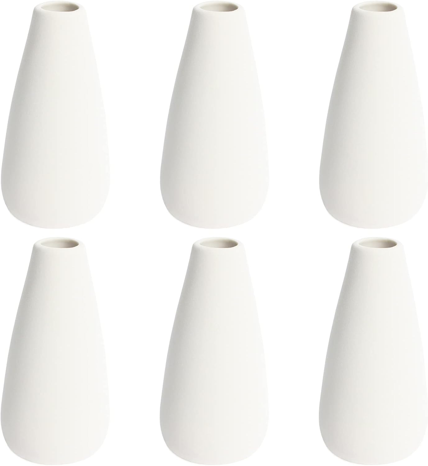 YANLING 6 Pack White Vase Small Ceramic Vases for Decor, Bud Vases | for Centerpieces White Vases for Flowers Boho Home Decor, Pampas Grass Dried Flowers Vases