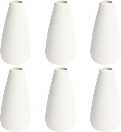 YANLING 6 Pack White Vase Small Ceramic Vases for Decor, Bud Vases | for Centerpieces White Vases for Flowers Boho Home Decor, Pampas Grass Dried Flowers Vases