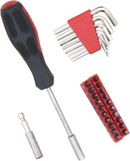 39-Piece Household Tools Kit - Portable and Essential Repair Set Ideal for Women, College Students, Home Use & More (39p-Pink)