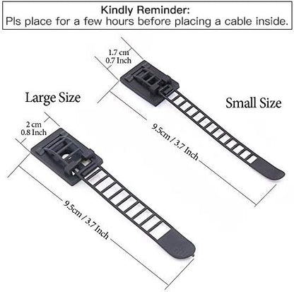 50Pcs 2 Sizes Adjustable Self-Adhesive Nylon Cable Straps Cable Ties Cord Clamp for wire management, Large and Small