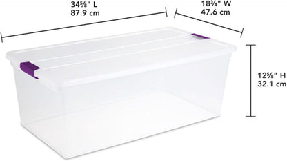 Sterilite 8-Pack 60 Quart ClearView Latch Box, Wheeled Underbed Organizer Bins with Latching Lids - Clear Plastic Organization Containers for Closet, Bedroom, Shelving Units and Everyday Home Storage