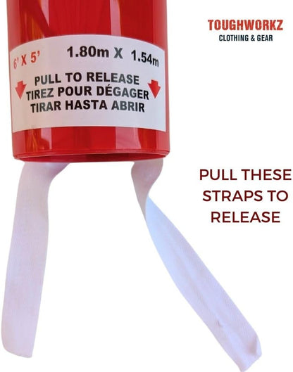 6 x 5-ft Emergency Fire Blanket for Fire Suppression. Attractive Wall Mount. Quick Release. Place in Kitchens, Office, Marine, Garage, Fireplace, BBQ.