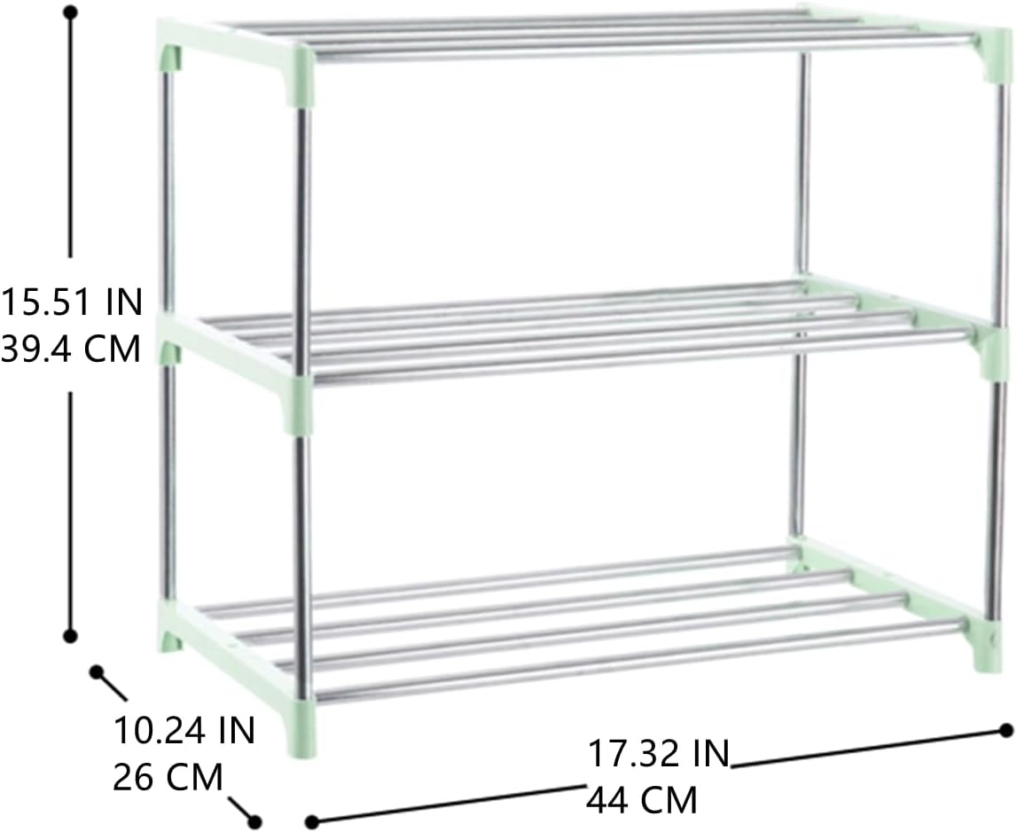 3-Tier Stackable Small Shoe Rack, Lightweight Shoe Shelf Storage Organizer for Entryway, Hallway and Closet(Black)