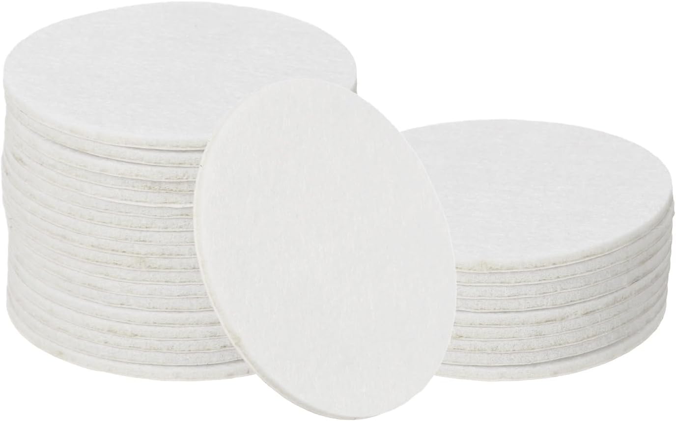 uxcell 32Pcs Non Slip Furniture Pads, 3" Round Self Adhesive Felt Bumpers Noise Reducing Furniture Feet Floor Protector for Chairs Tables Furniture Legs (White 0.2" Thick) - Colors A