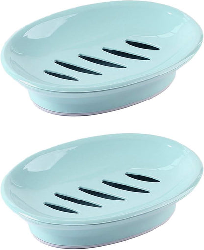 WYOK 2-Pack Soap Dish with Drain Plastic Sponge Holder Easy Cleaning Soap Saver Tray Caddy Keep Dry Stop Mushy for Shower Bathroom Kitchen(White)