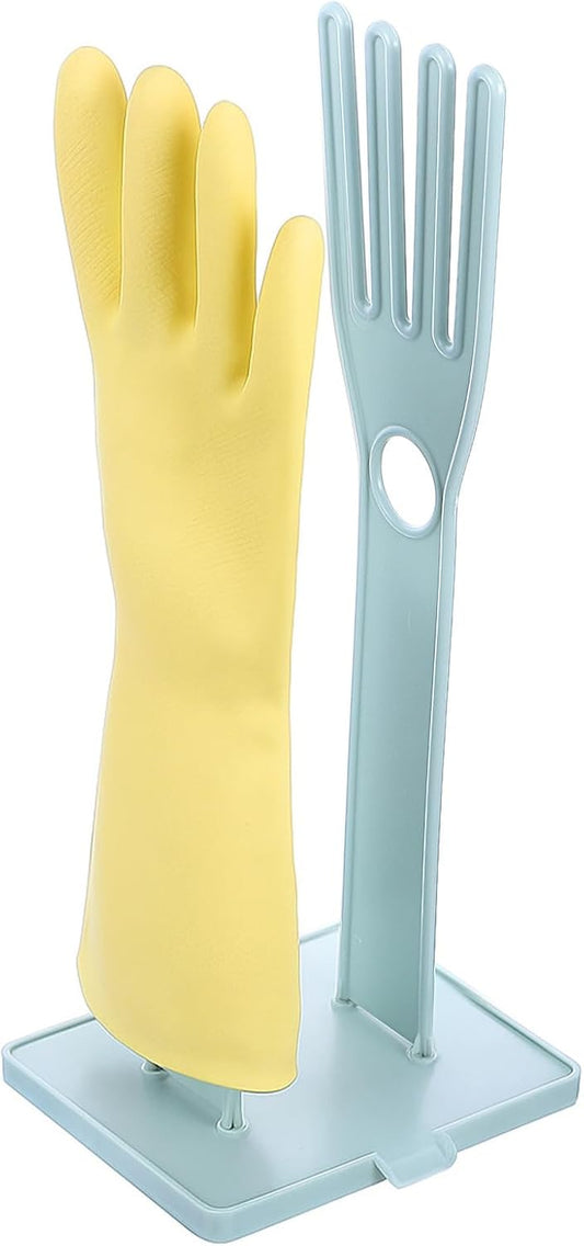 Kitchen Gloves Holder Mitten Dryer Reusable Rubber Glove Clothes Drying Rack Plastic Washing Sink Holder Stand Towel Hanger for Dish Gloves Rags Sponge Food Bag Organizer Blue