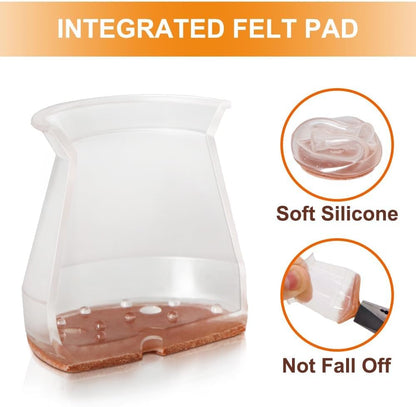 VIUME 24 Pcs Chair Leg Floor Protectors for Hardwood Floors Silicone Covers Felt Pads Furniture Leg Caps Anti-Scratch Reduce Noise Fit (1-5/16" to 2")