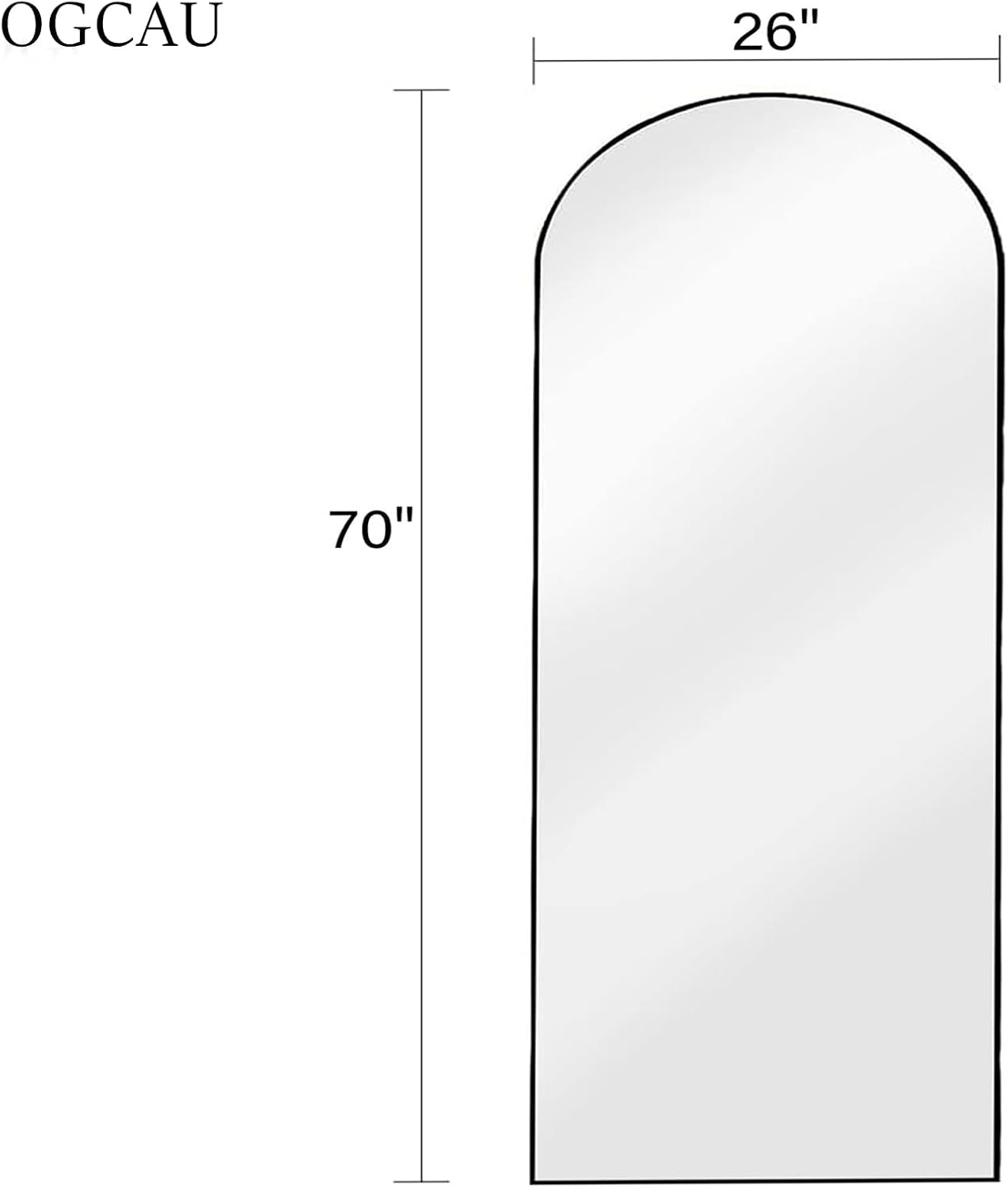 OGCAU Floor Full Length Mirror, 56"x20" Arched Full Body Mirror, Hanging or Leaning, Standing, Wall Mounted with Aluminum Frame for Bedroom Living Room, White