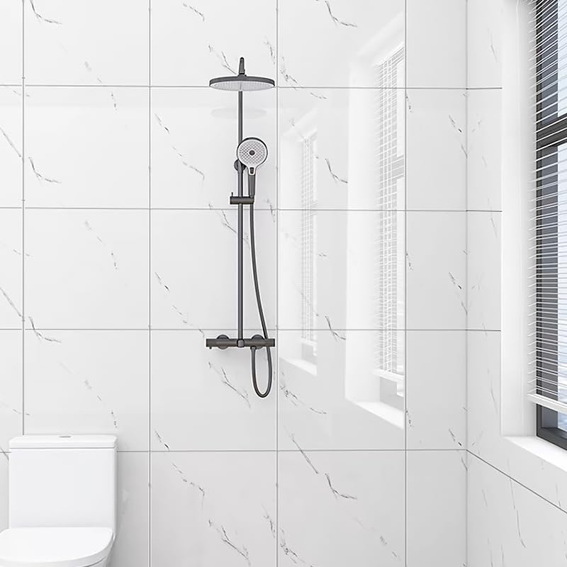 10pcs Peel and Stick Tile Shower Waterproof Marble Tiles Wall Panels, 11.8"x11.8" Self-Adhesive Backsplash Tile, PVC Wall Panels Shower Tiles for Home Bathroom, Kitchen, Living Room Blue