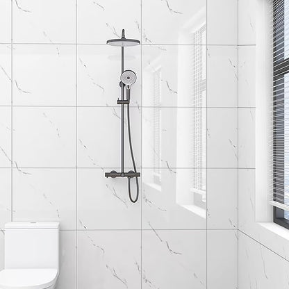 10pcs Peel and Stick Tile Shower Waterproof Marble Tiles Wall Panels, 11.8"x11.8" Self-Adhesive Backsplash Tile, PVC Wall Panels Shower Tiles for Home Bathroom, Kitchen, Living Room Blue